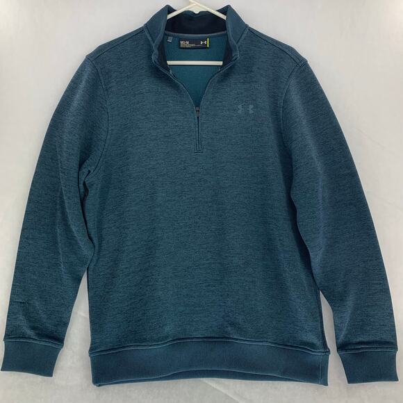 Under Armour Mens ColdGear Half Zip Heather Green Pullover Size Medium - Picture 1 of 15